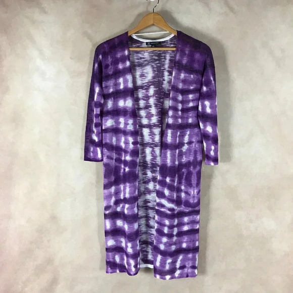 INC Purple Tie Dye Lightweight Duster Cardigan Size SMALL - Picture 6 of 11